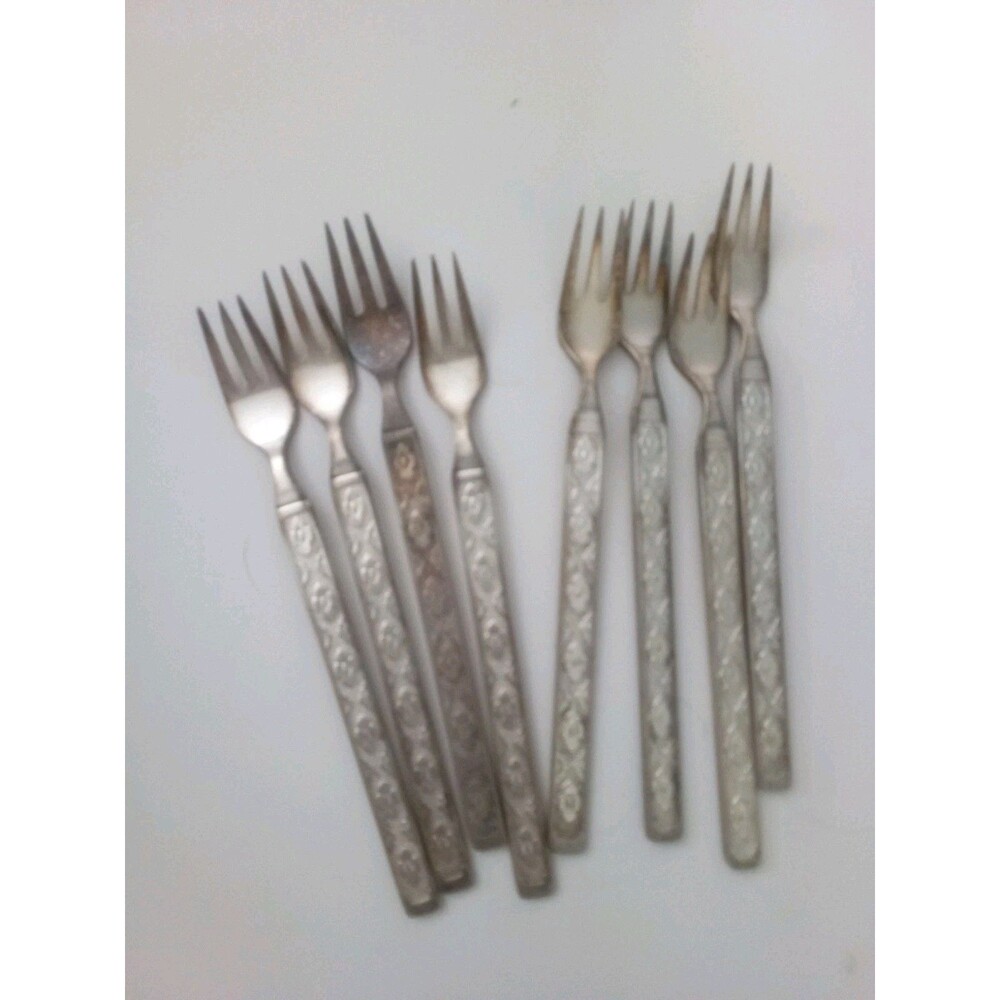Reed And Barton Set Of 8 Seafood Cocktail Forks Vintage Jewelry Craft